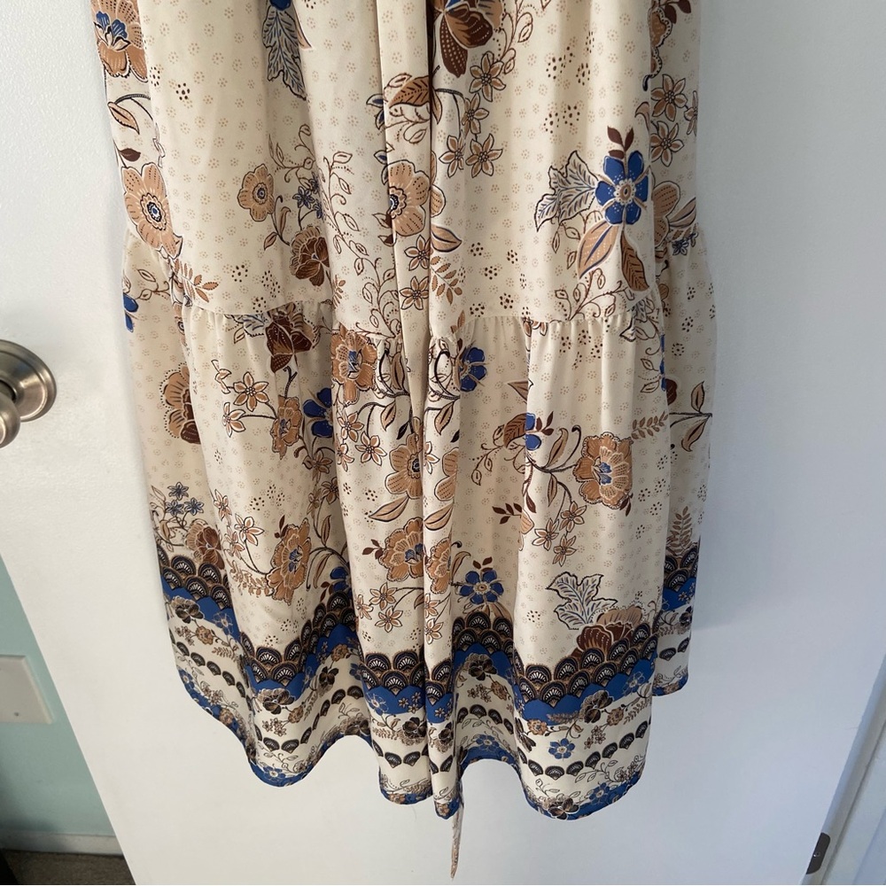 Anne Klein Women's 16/XL Floral Printed Tie-Shoulder Off-The-Shoulder Midi Dress - Picture 9 of 15